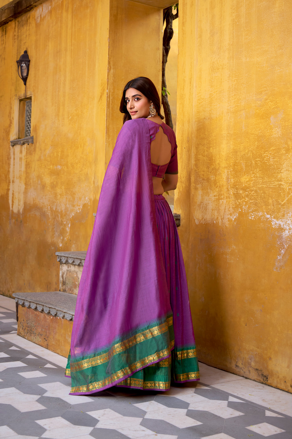Nitriya Purple Color Pure Chanderi Zari Weaving Half Saree Lehenga Choli