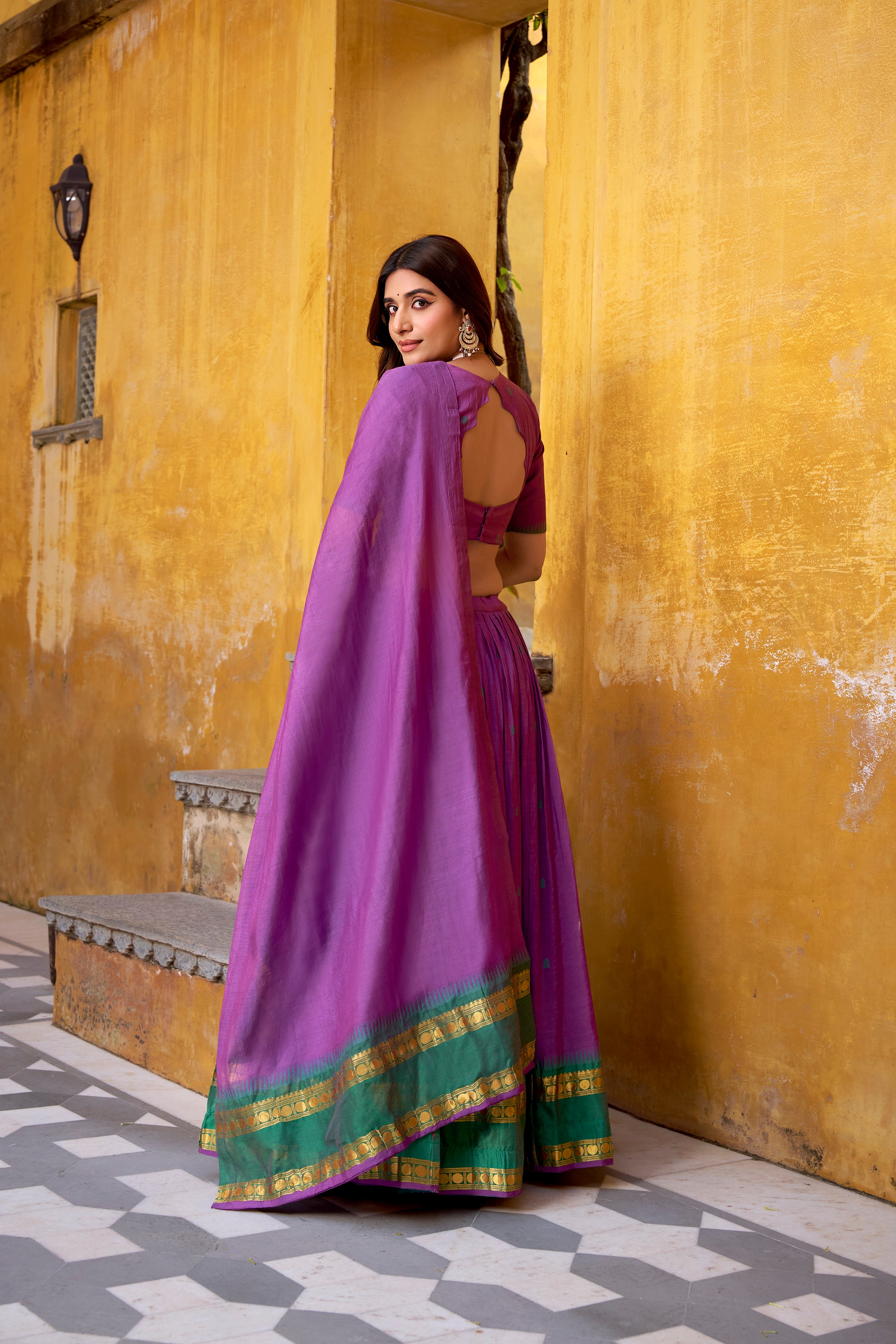 Nitriya Purple Color Pure Chanderi Zari Weaving Half Saree Lehenga Choli