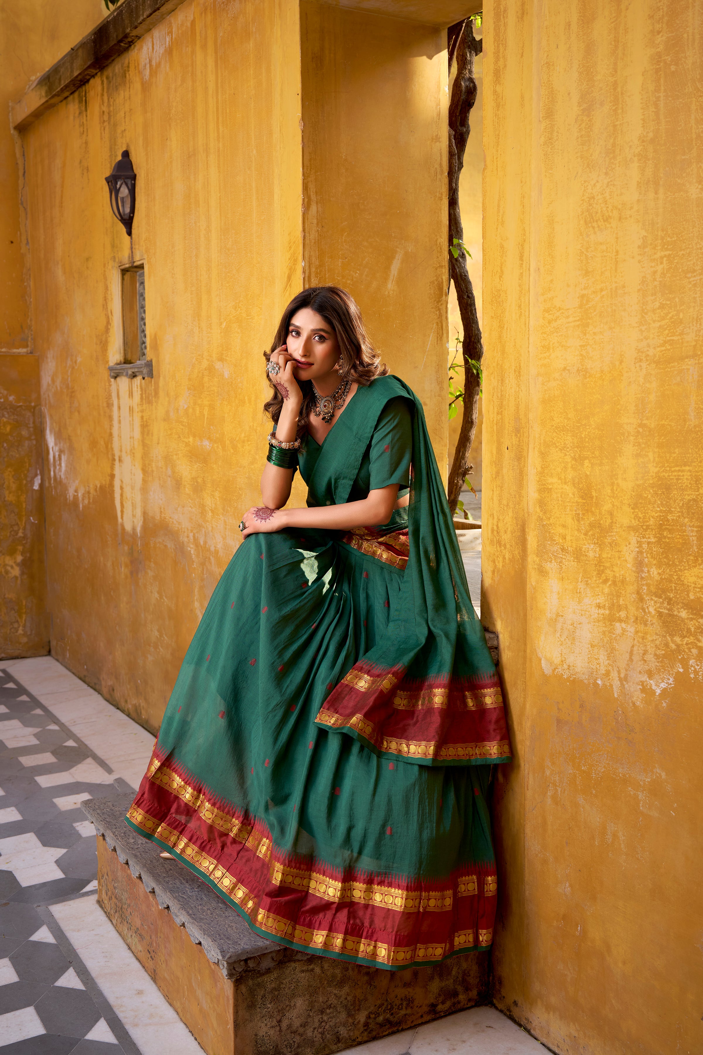 Nitriya Teal Color Pure Chanderi Zari Weaving Half Saree Lehenga Choli