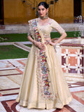 Off White Raspberry Silk Sequins Thread Embroidery Lehenga Choli with Dupatta