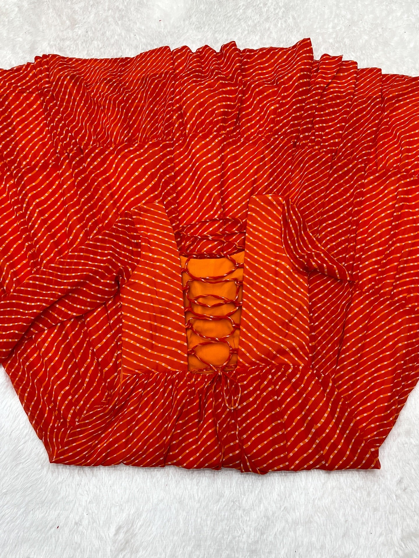 Manvitha Orange Georgette Leheriya Printed Navratri Gown