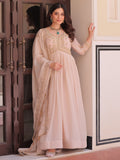 Peach Color Star Georgette Beads Sequins Embroidery Gown with Dupatta