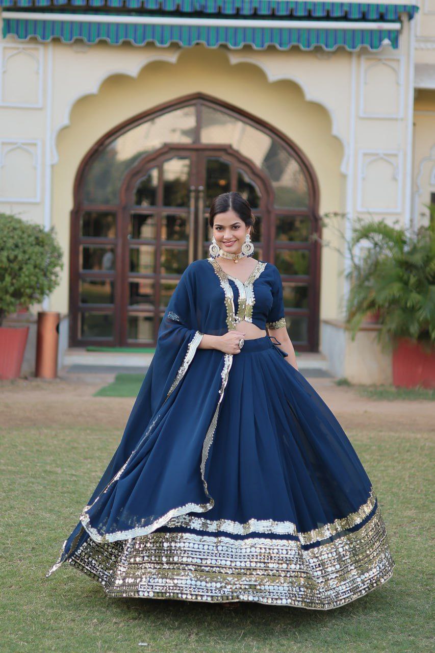 Royal Radiance: Georgette Lehenga Choli Ensemble 