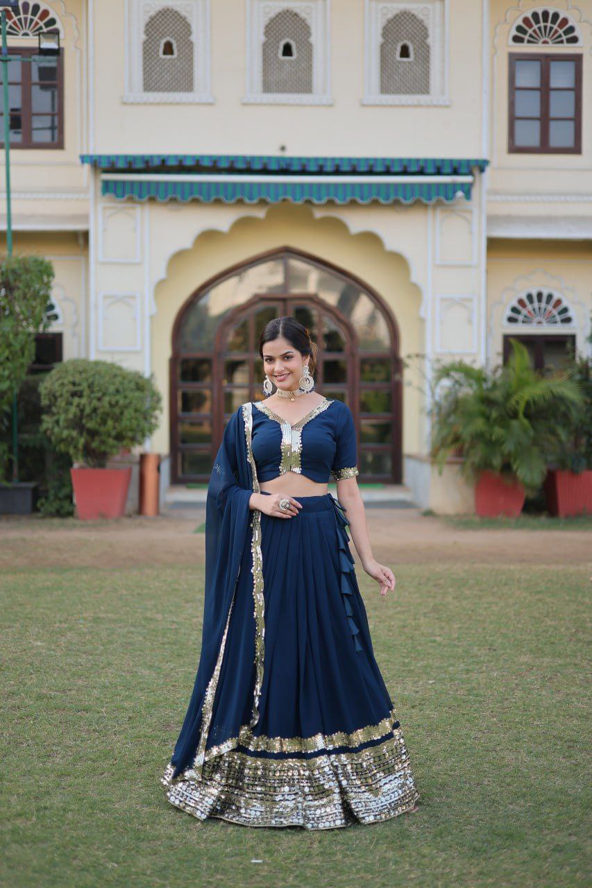 Royal Radiance: Georgette Lehenga Choli Ensemble 