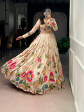 Akanksha Tussar Silk Floral Printed Co-ord Lehenga Choli Set