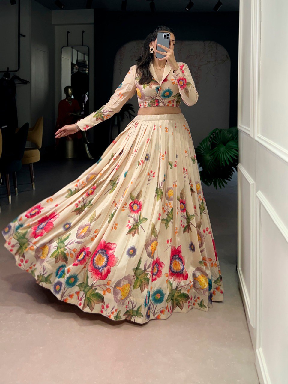 Akanksha Tussar Silk Floral Printed Co-ord Lehenga Choli Set