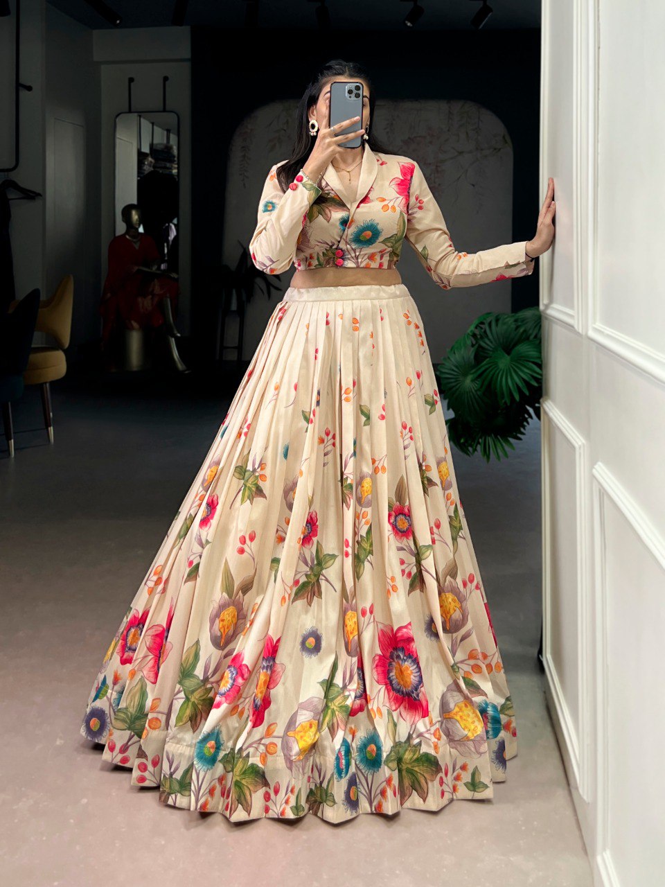 Akanksha Tussar Silk Floral Printed Co-ord Lehenga Choli Set