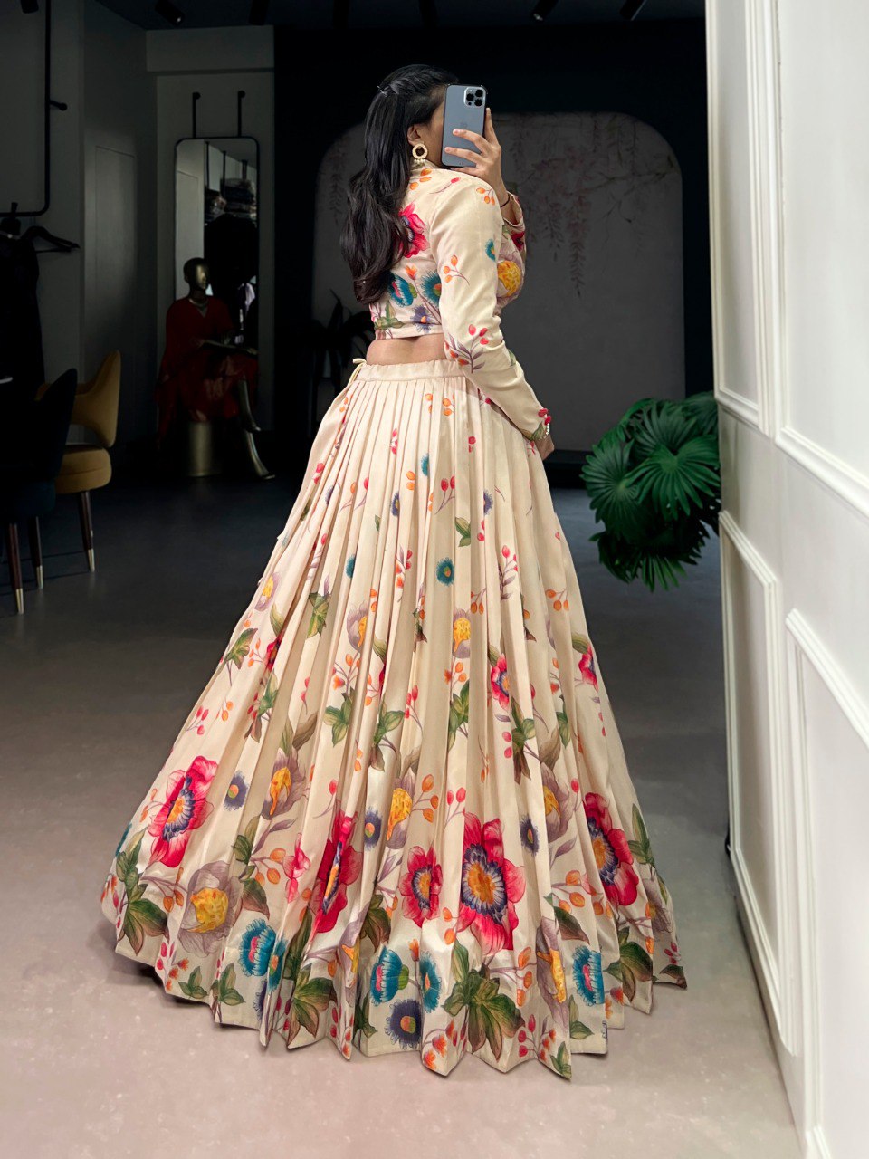 Akanksha Tussar Silk Floral Printed Co-ord Lehenga Choli Set