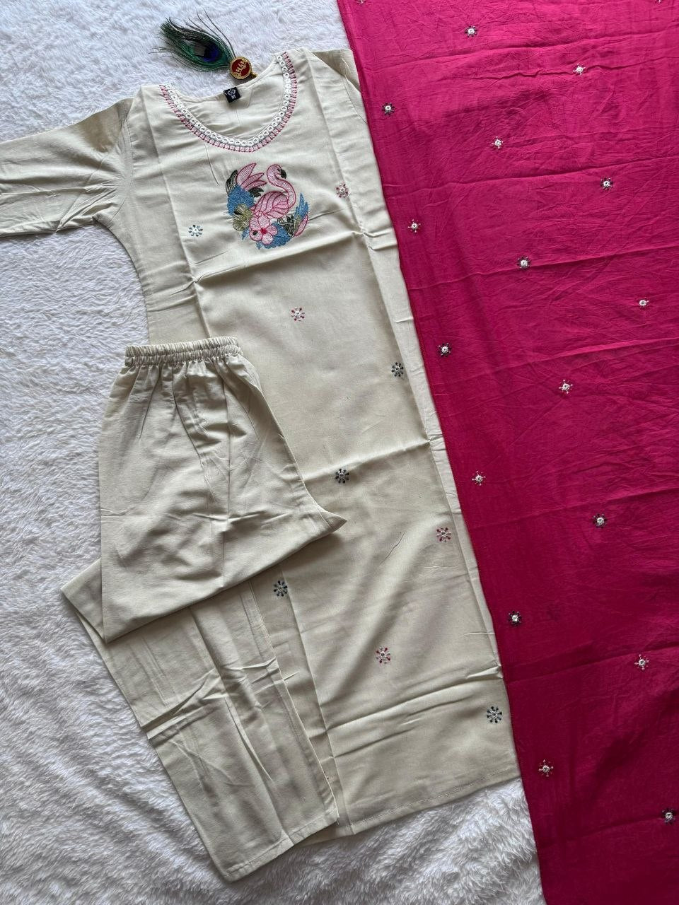 Akansha Cream Coloured Khadi Cotton Kurta Sets