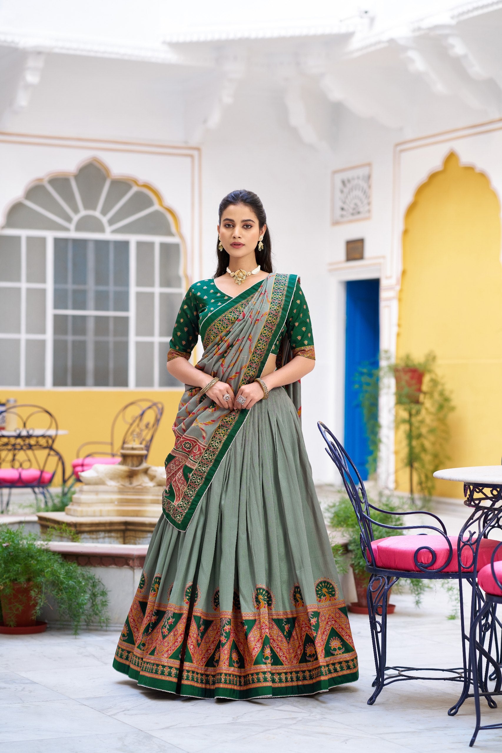 Soumya Tussar Silk Iconic Foil Printed Lehenga Choli Set