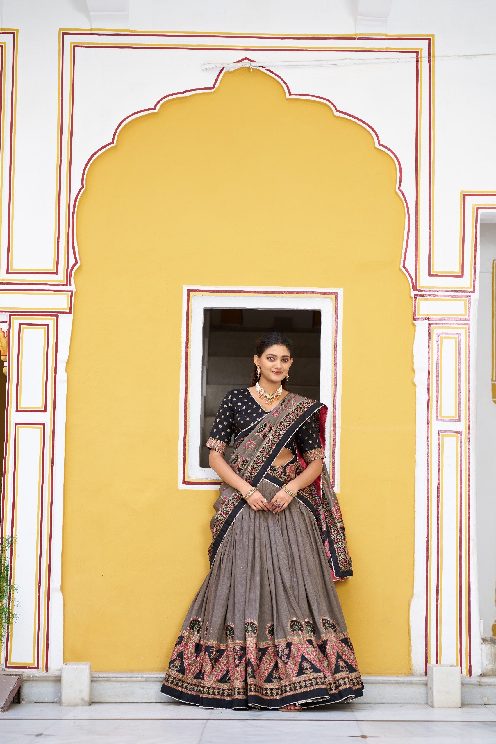 Soumya Tussar Silk Iconic Foil Printed Lehenga Choli Set