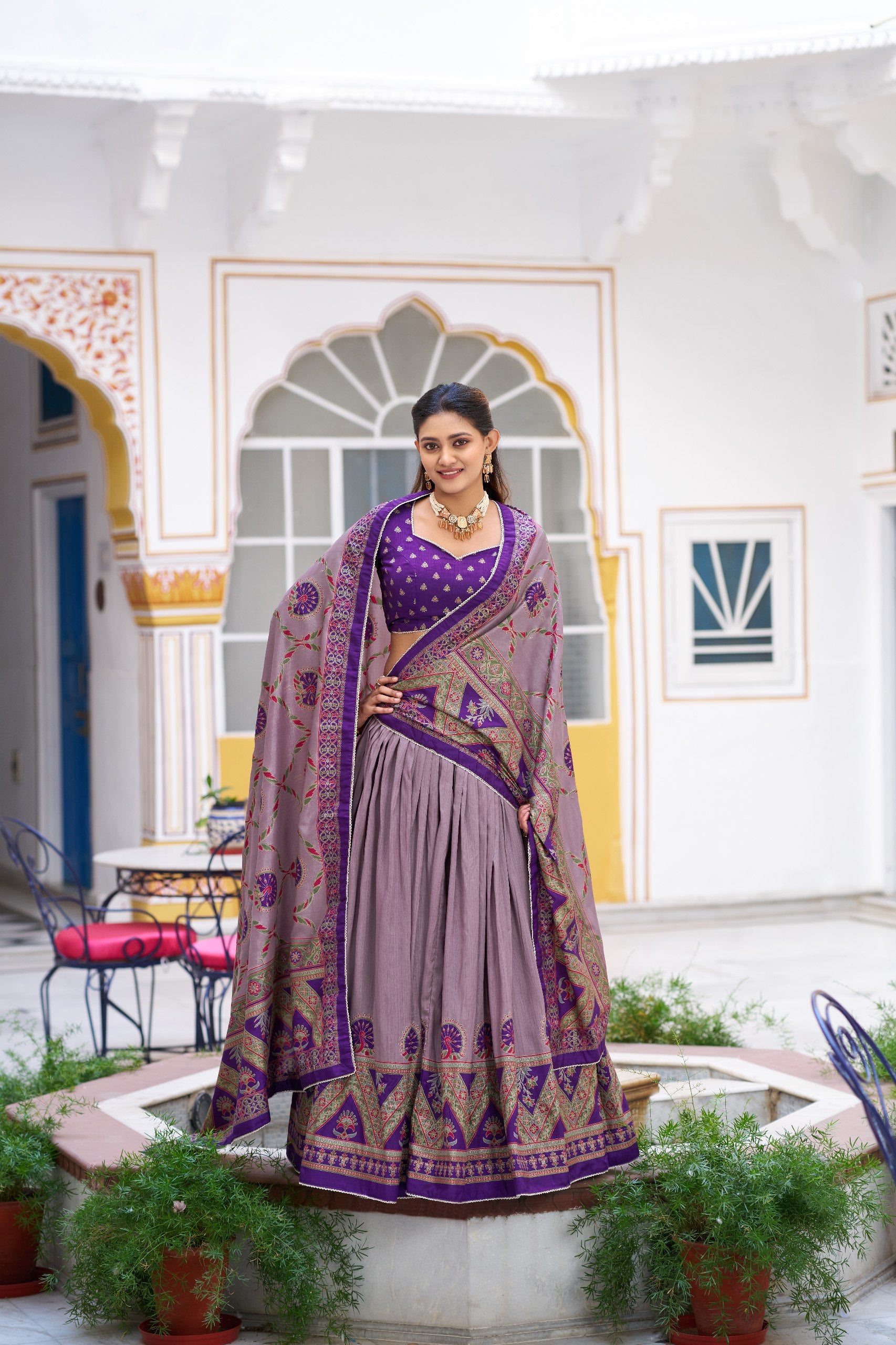 Soumya Tussar Silk Iconic Foil Printed Lehenga Choli Set