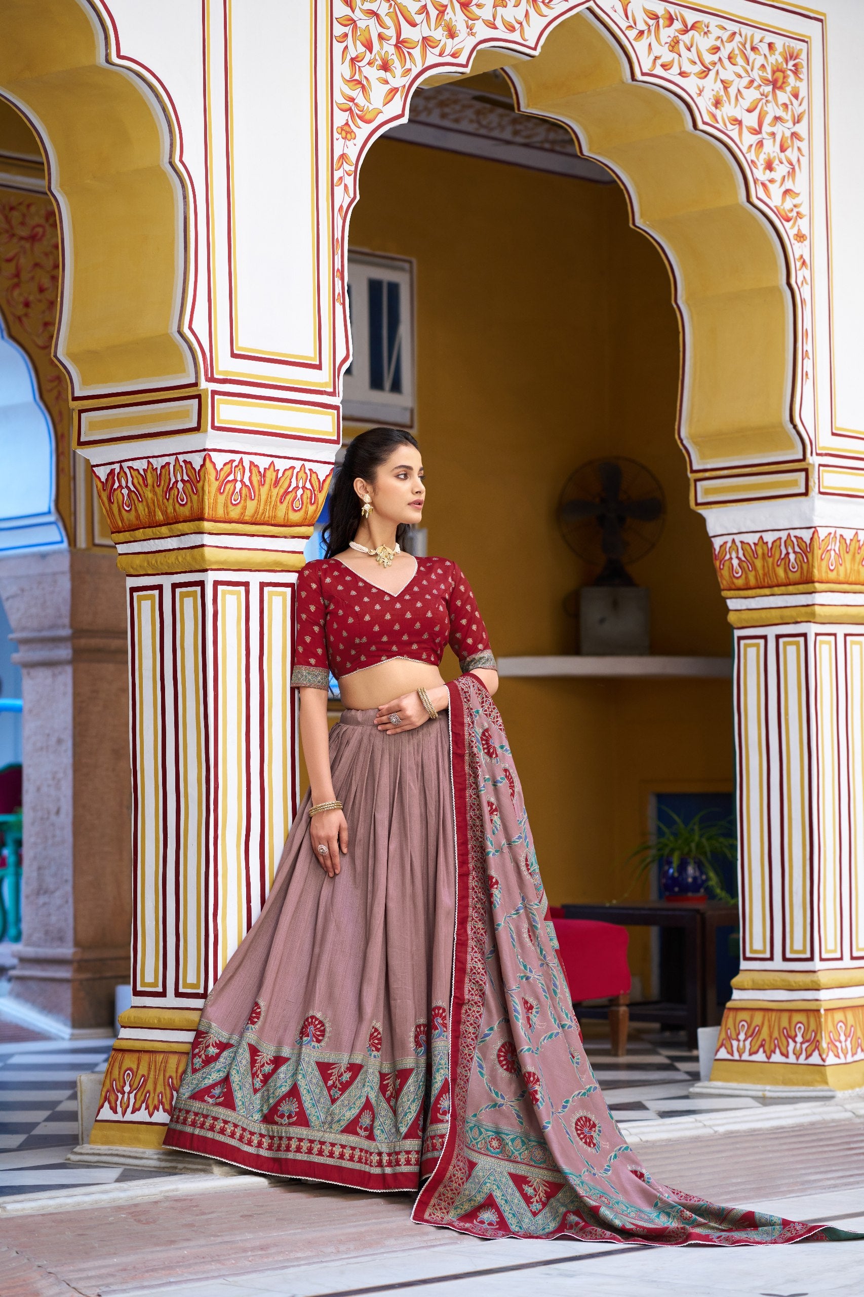 Soumya Tussar Silk Iconic Foil Printed Lehenga Choli Set