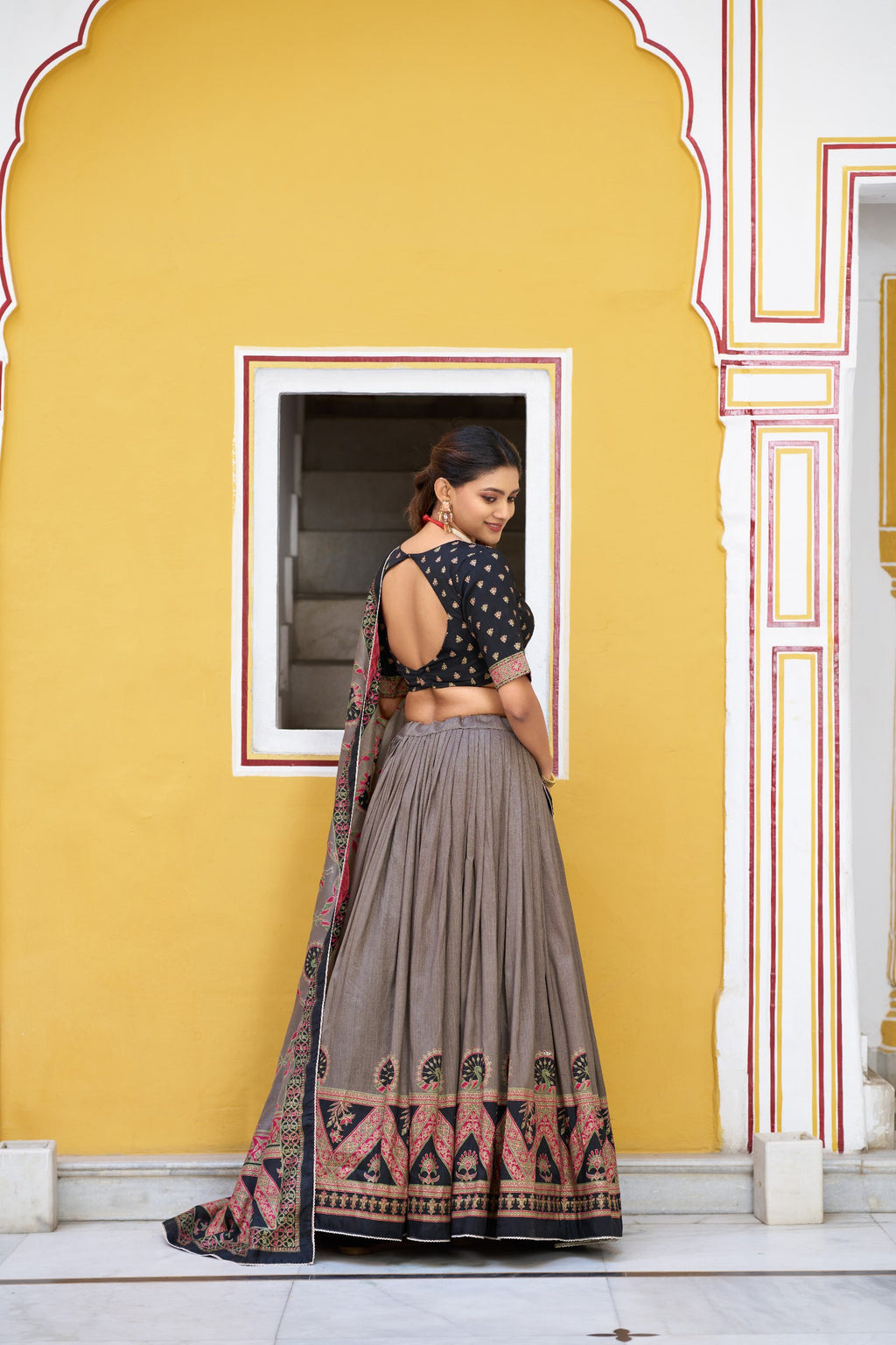 Soumya Tussar Silk Iconic Foil Printed Lehenga Choli Set