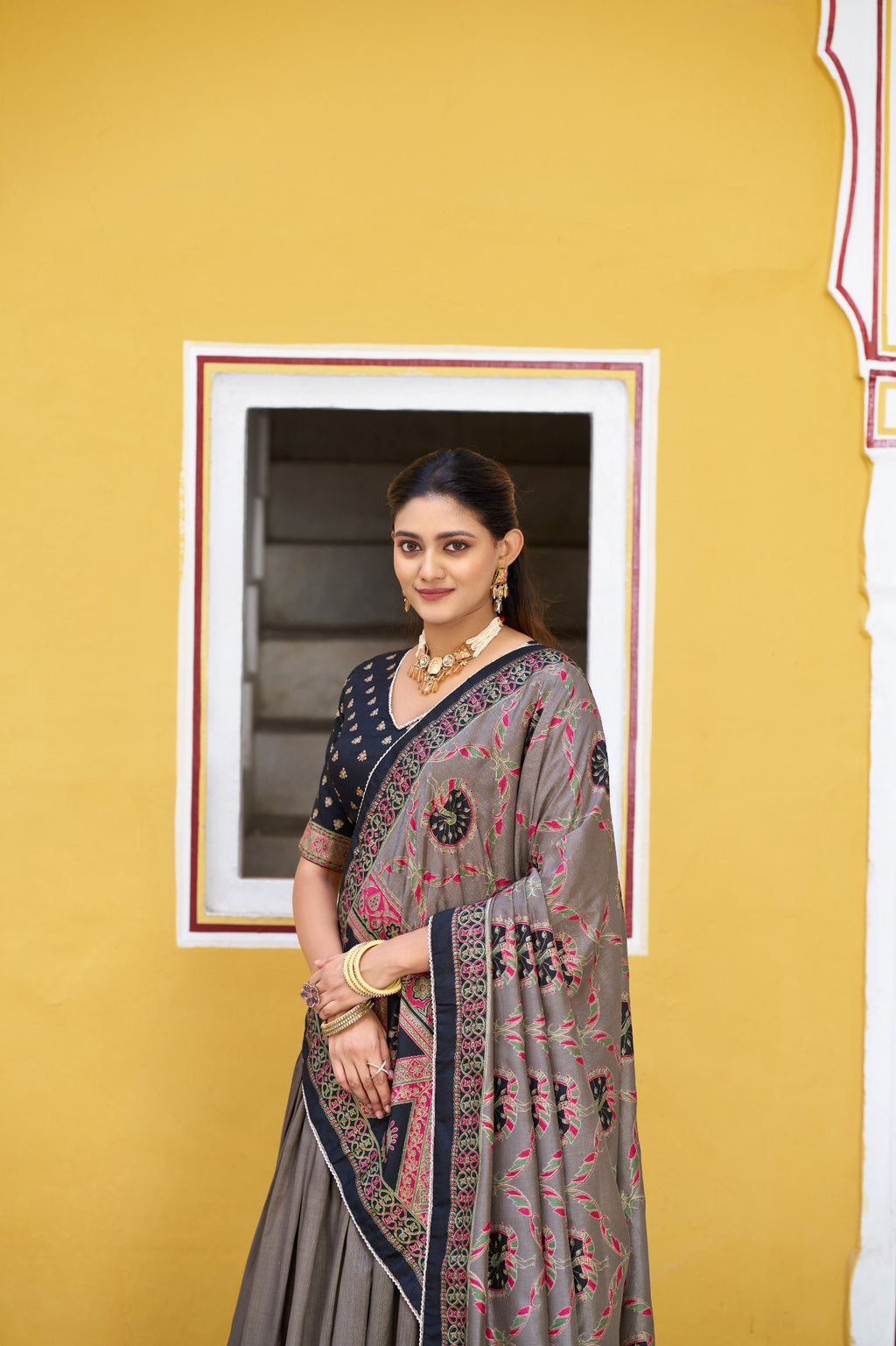Soumya Tussar Silk Iconic Foil Printed Lehenga Choli Set