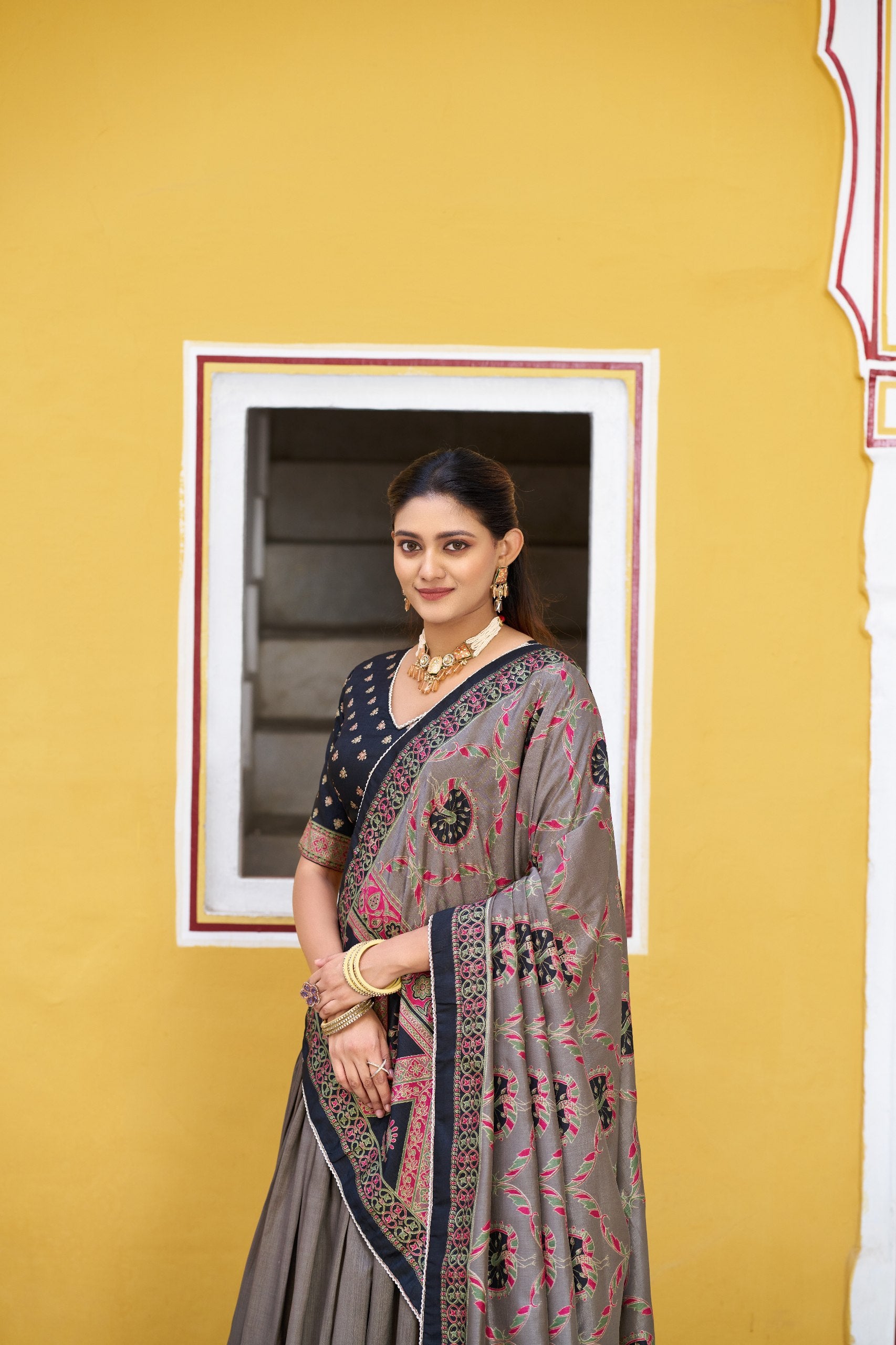 Soumya Tussar Silk Iconic Foil Printed Lehenga Choli Set
