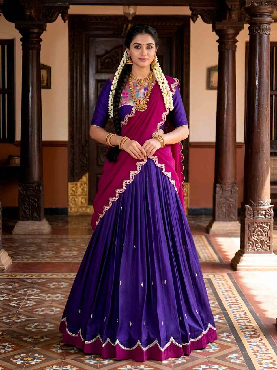Naysha Purple Sequins and Thraed Embroidered Lehenga Choli Set