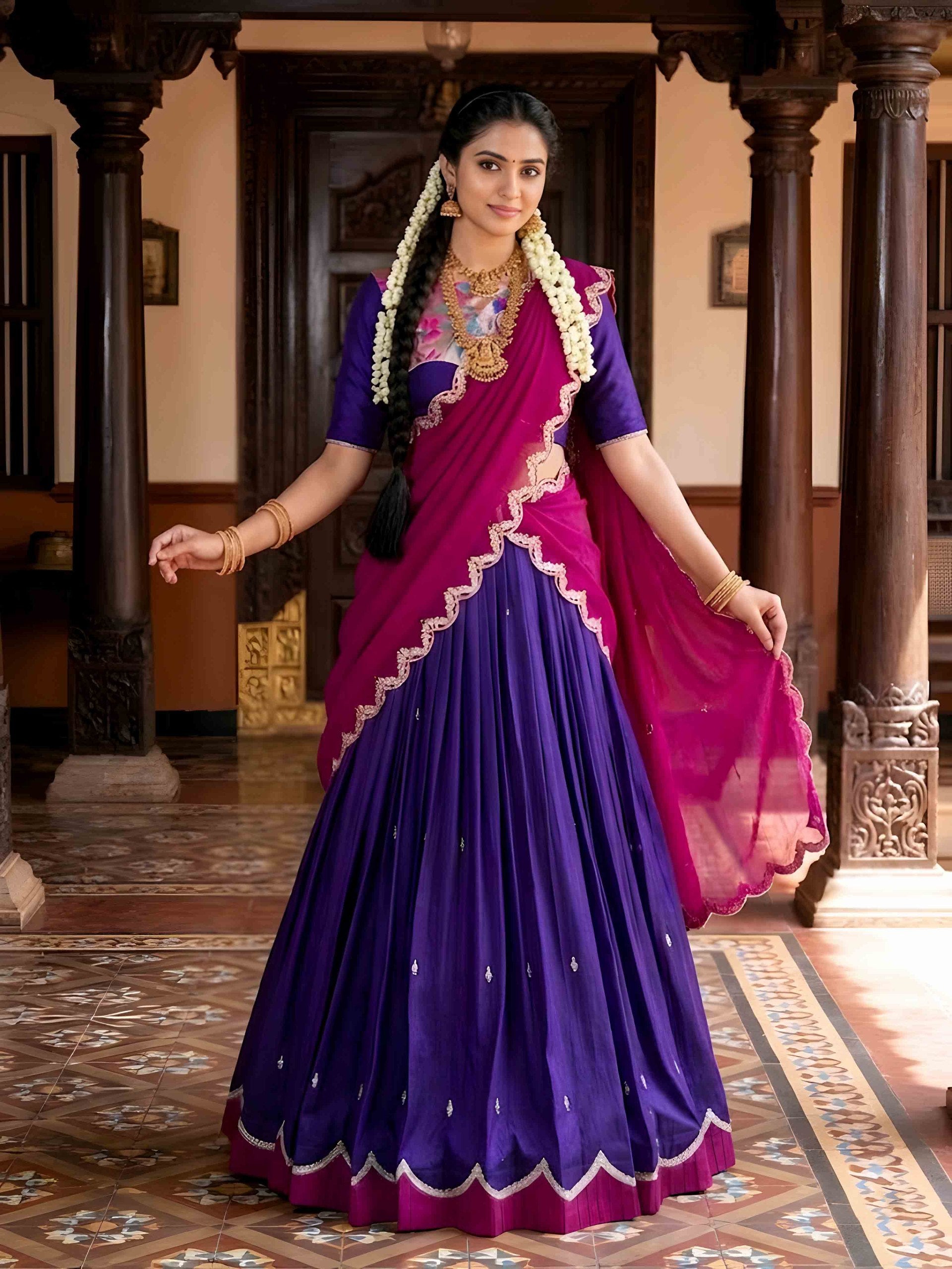 Naysha Purple Sequins and Thraed Embroidered Lehenga Choli Set