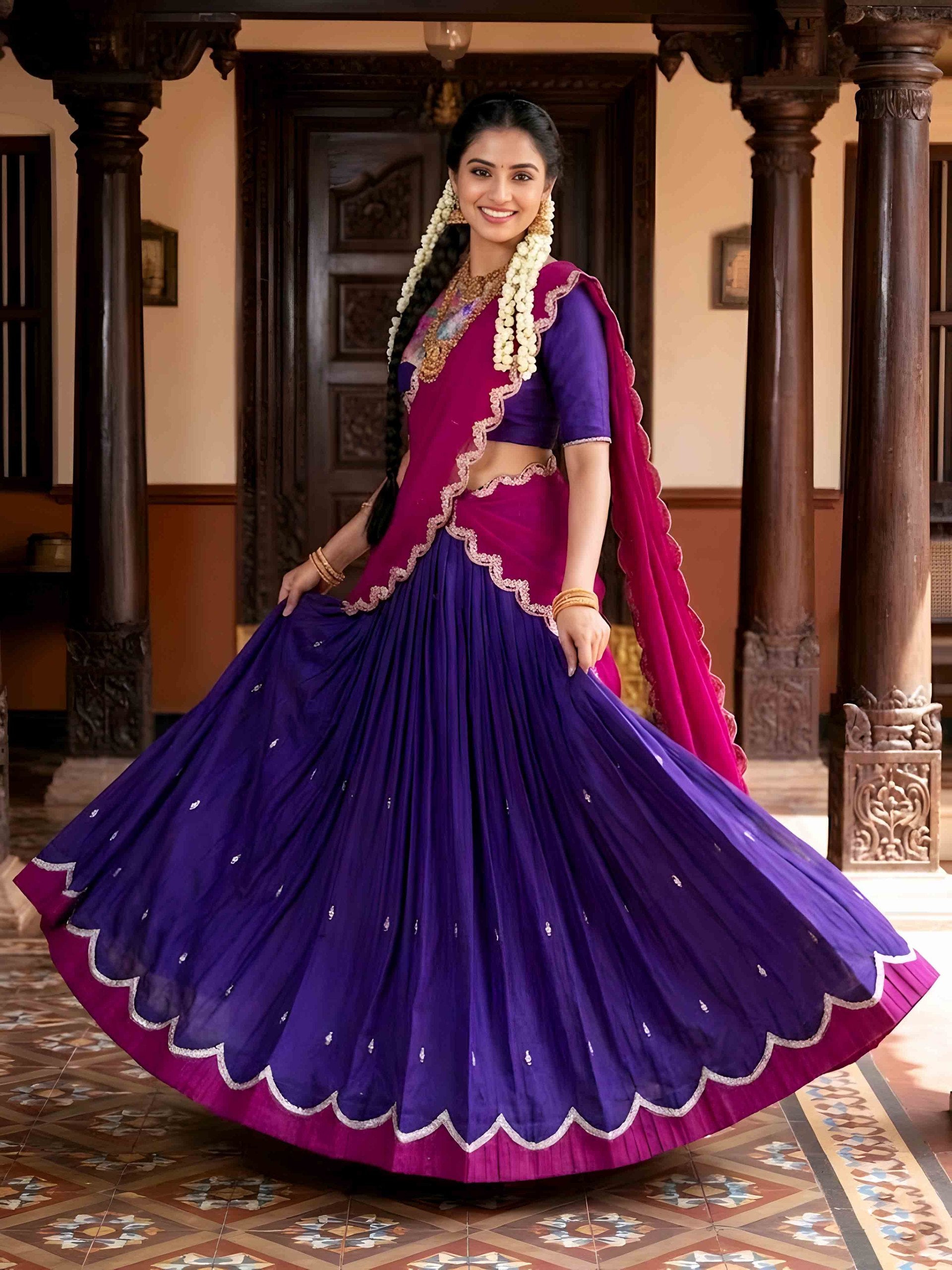 Naysha Purple Sequins and Thraed Embroidered Lehenga Choli Set