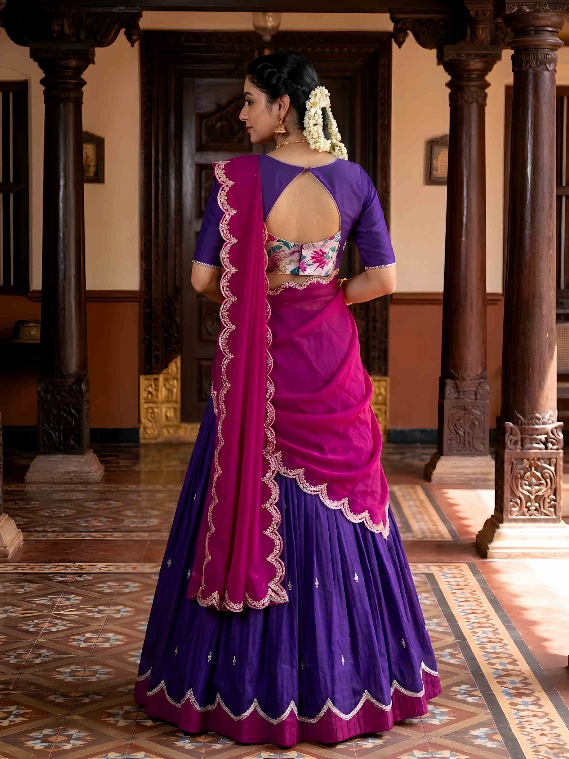 Naysha Purple Sequins and Thraed Embroidered Lehenga Choli Set