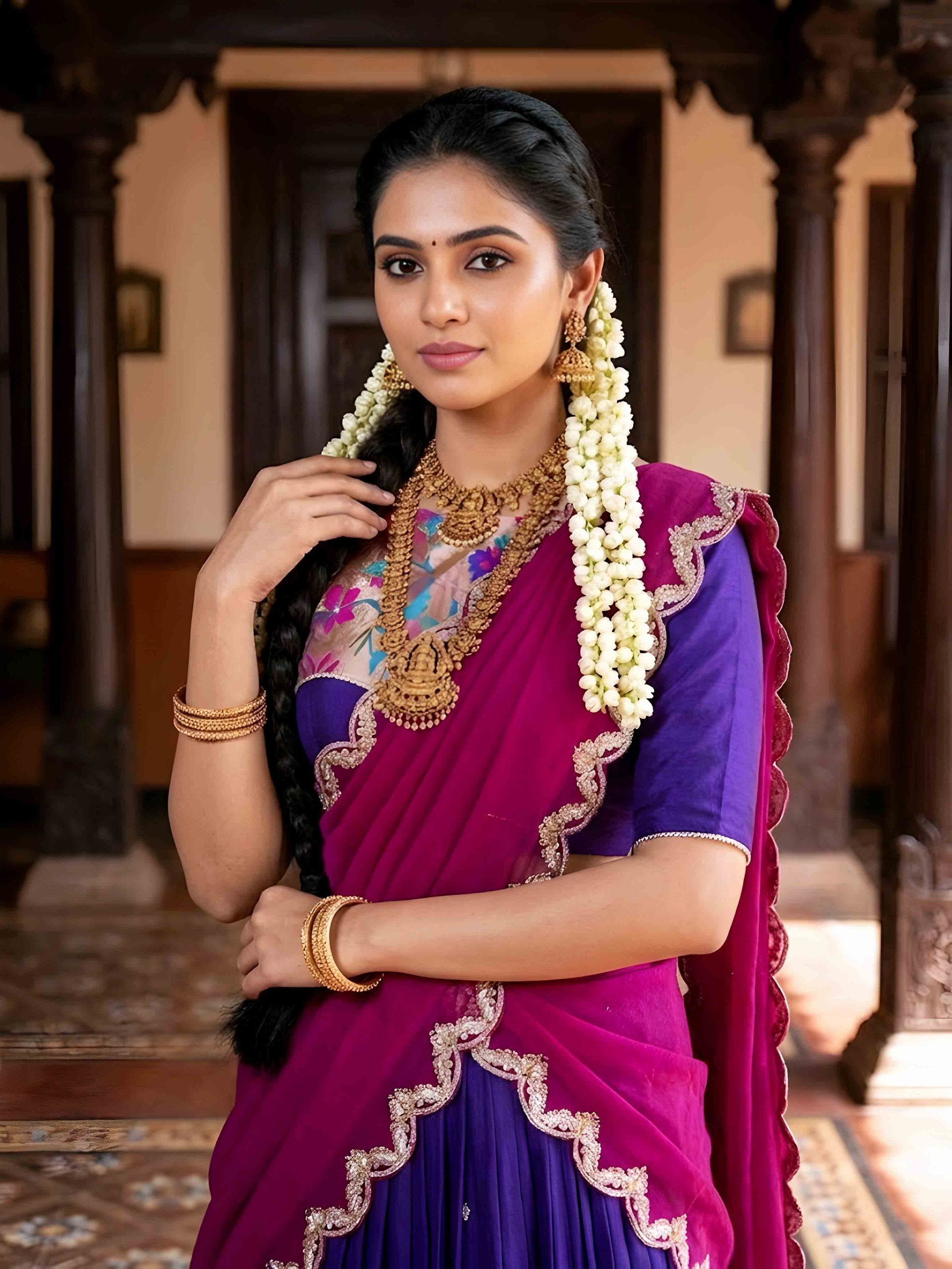 Naysha Purple Sequins and Thraed Embroidered Lehenga Choli Set