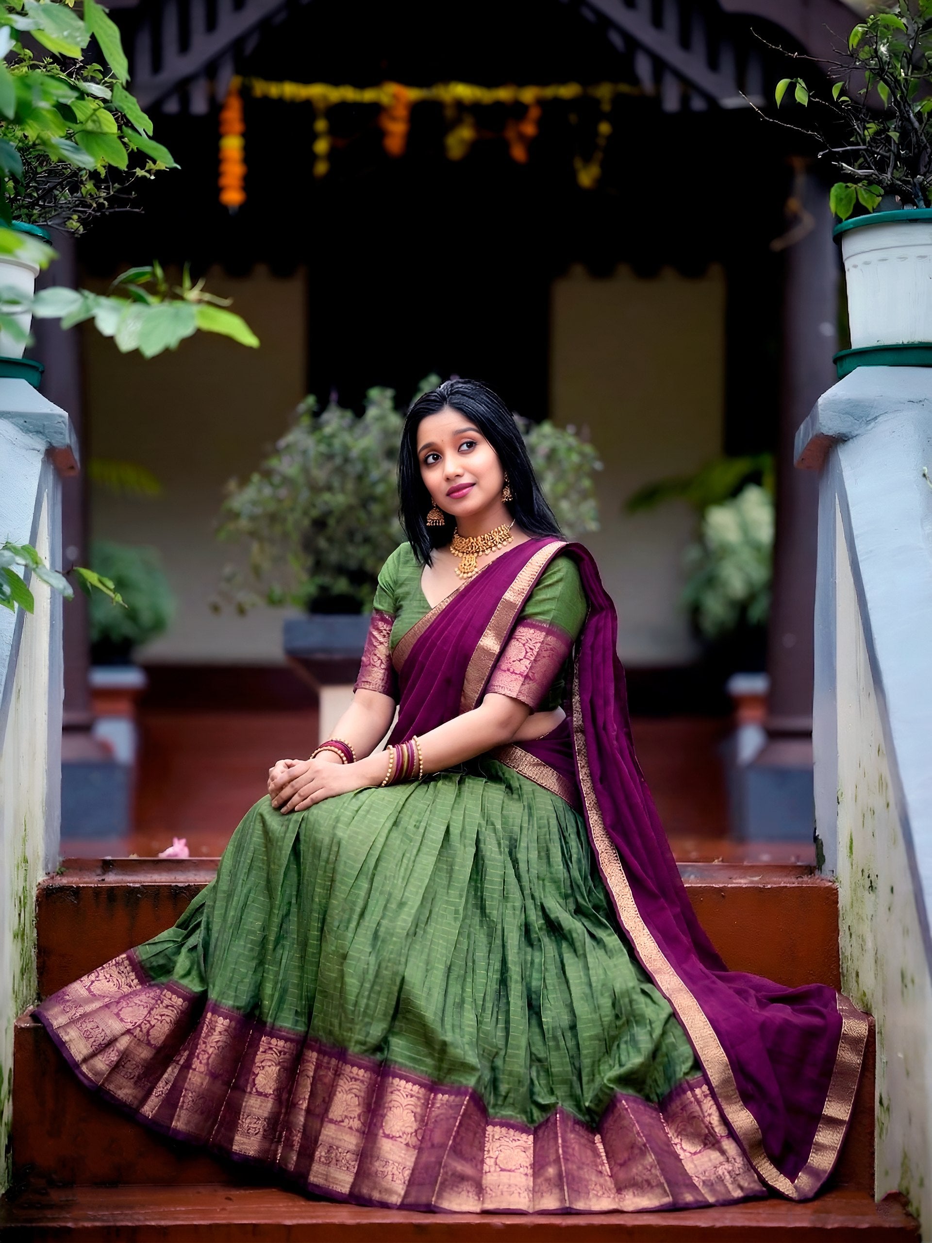 Aneiya Dola Chex Silk Zari Weaving Lehenga Choli Set