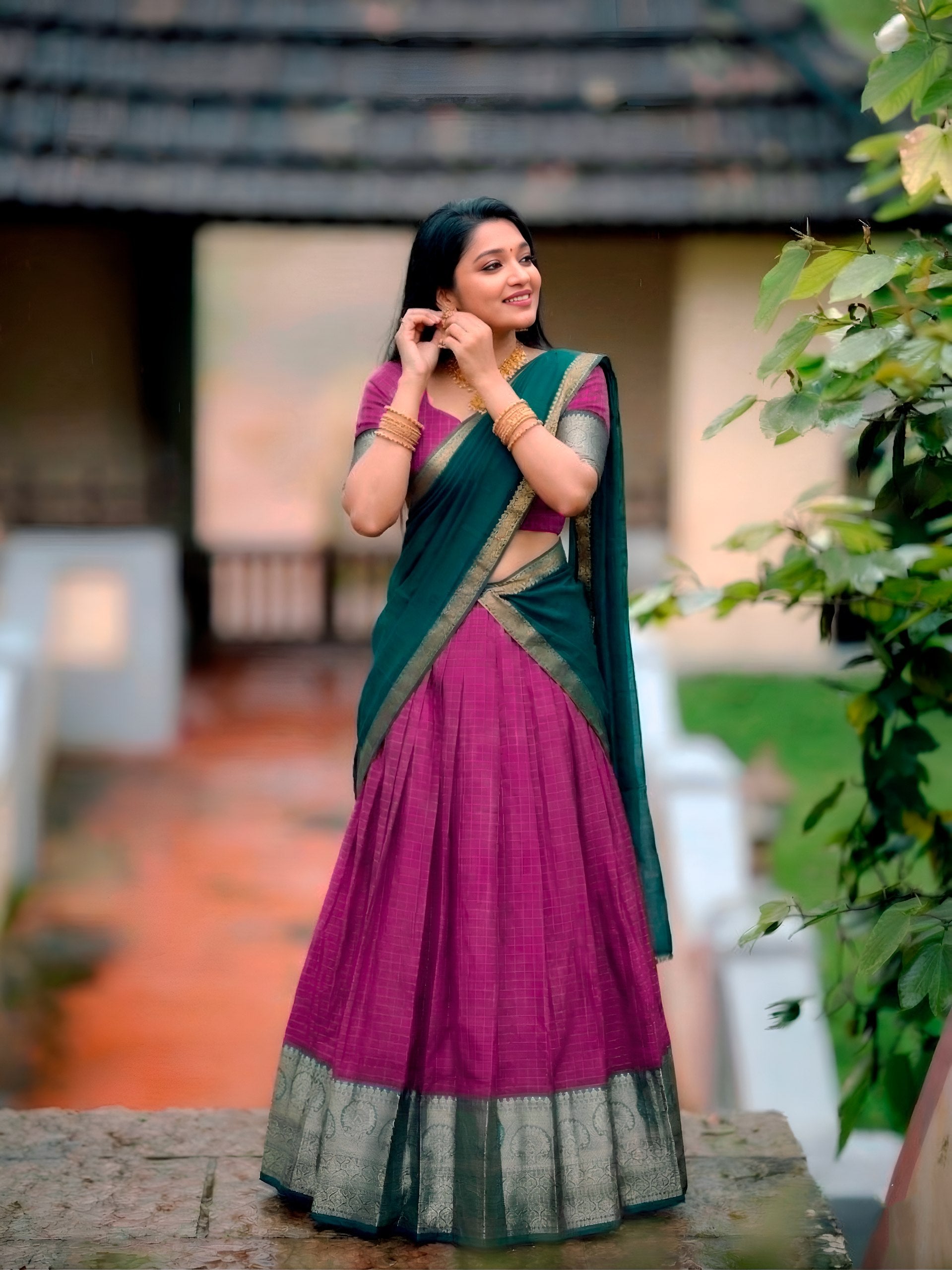 Aneiya Dola Chex Silk Zari Weaving Lehenga Choli Set
