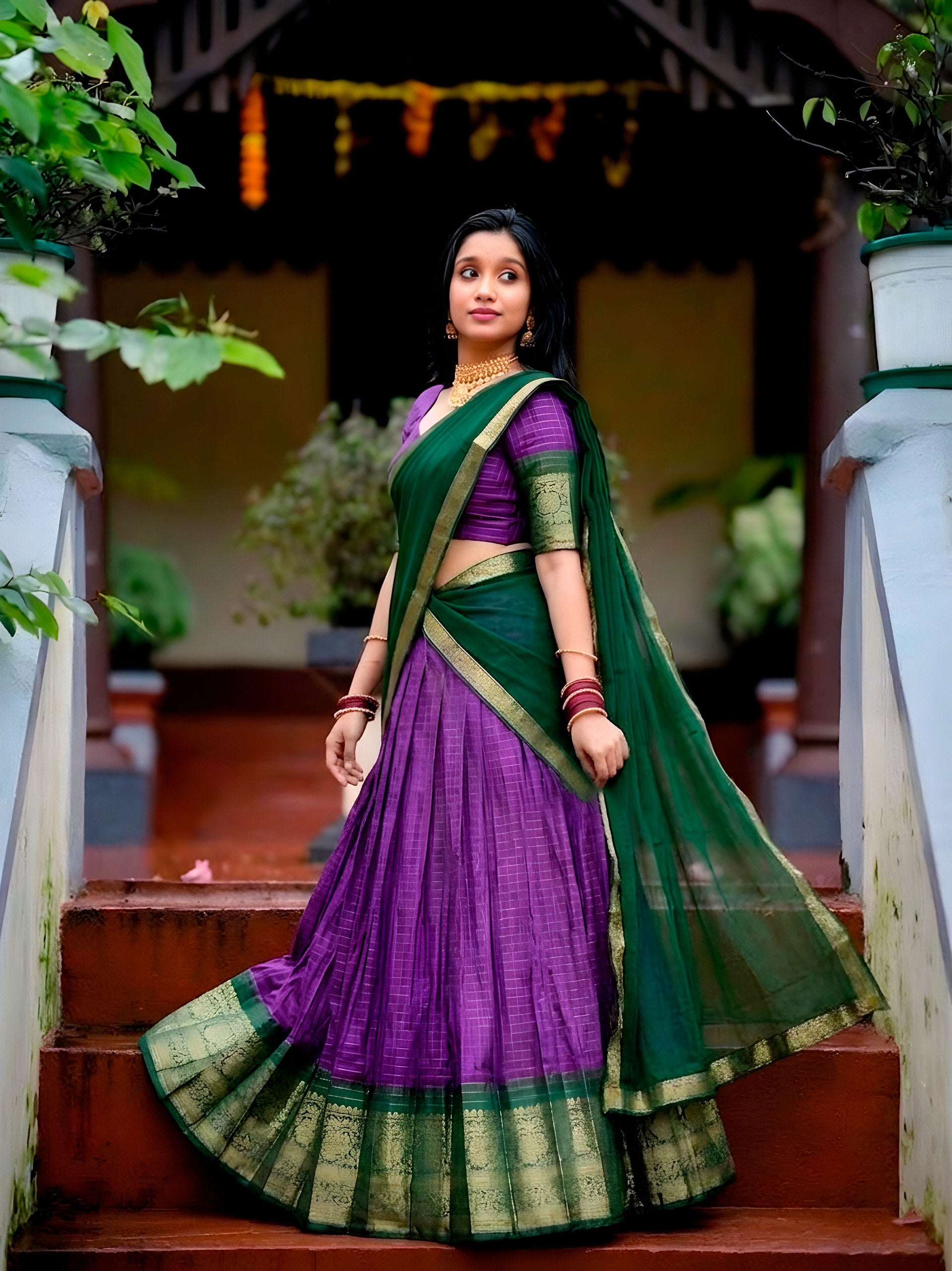 Aneiya Dola Chex Silk Zari Weaving Lehenga Choli Set