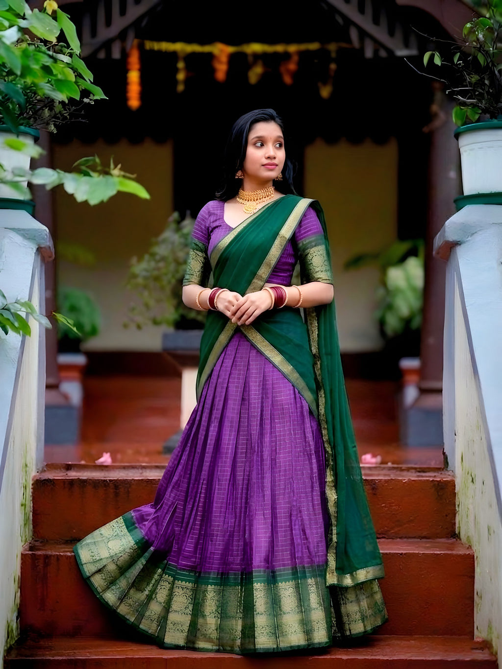 Aneiya Dola Chex Silk Zari Weaving Lehenga Choli Set