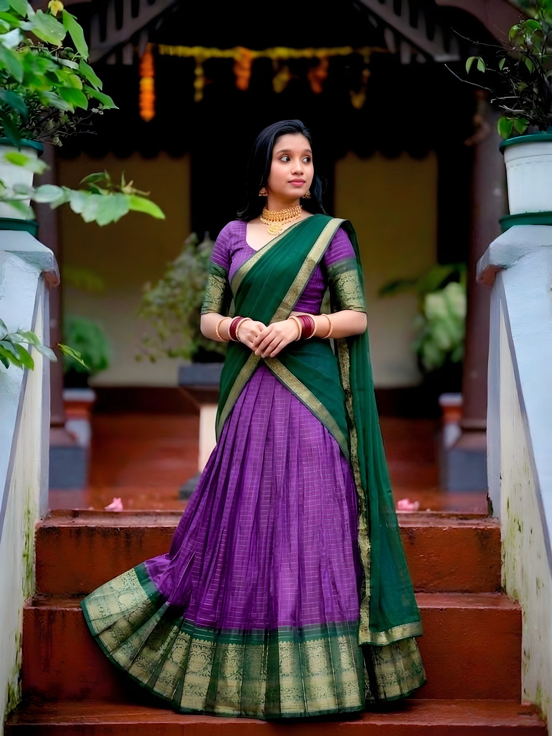 Aneiya Dola Chex Silk Zari Weaving Lehenga Choli Set