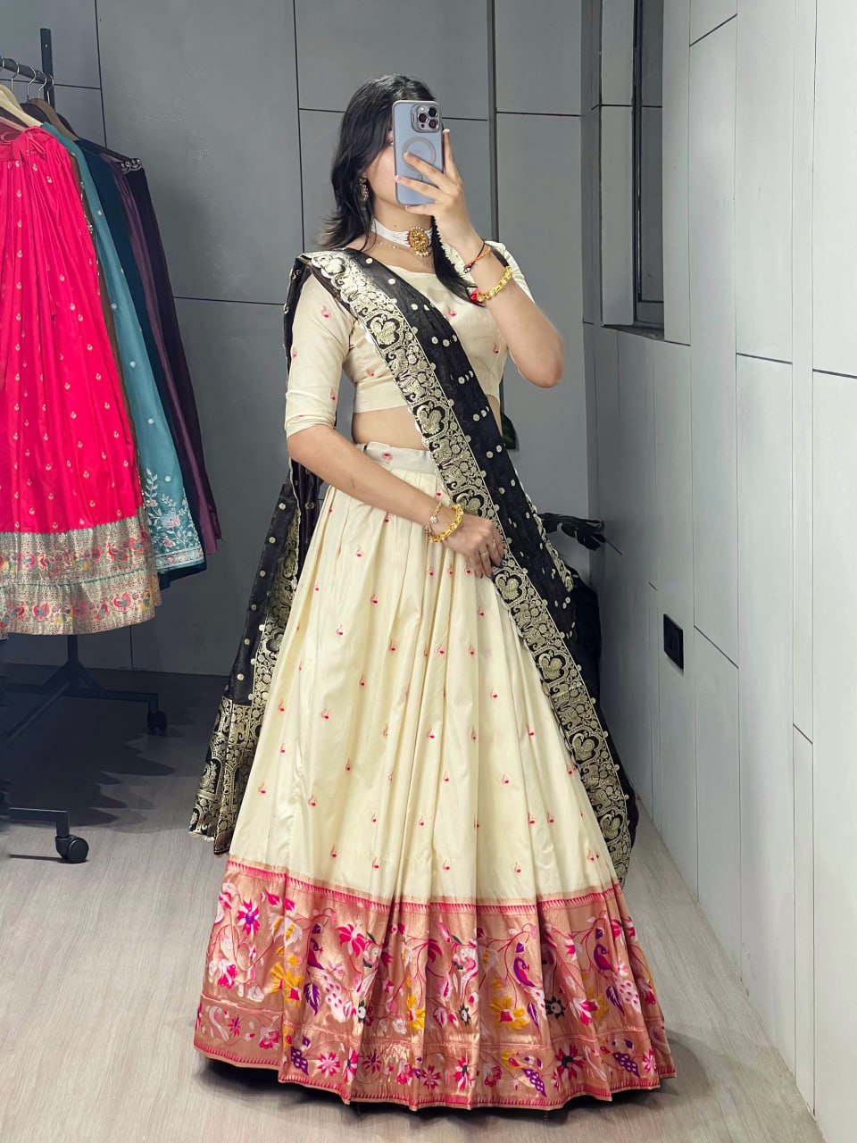 Maharani Paithani Silk zari Weaving Lehenga Choli Set