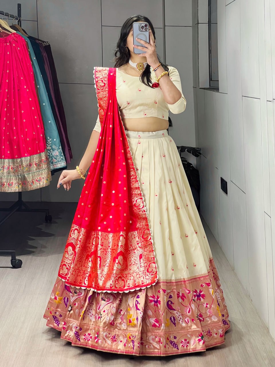 Maharani Paithani Silk zari Weaving Lehenga Choli Set