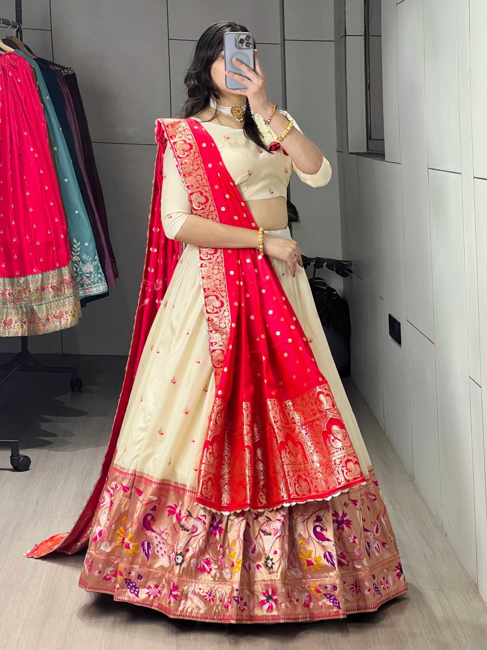 Maharani Paithani Silk zari Weaving Lehenga Choli Set