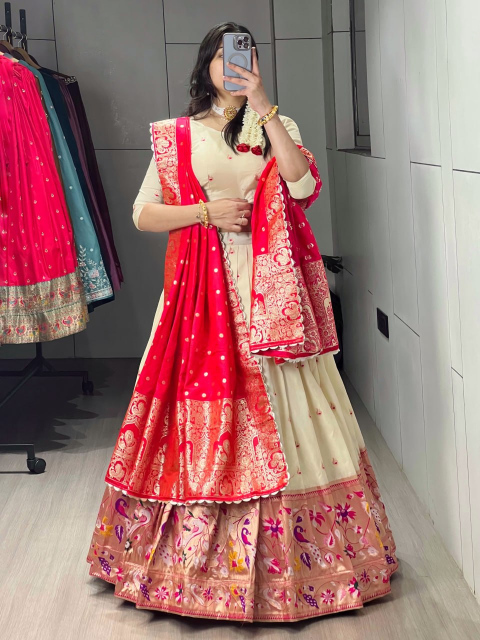 Maharani Paithani Silk zari Weaving Lehenga Choli Set