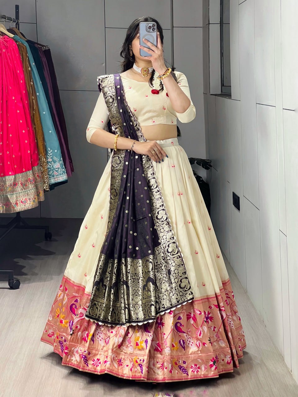 Maharani Paithani Silk zari Weaving Lehenga Choli Set