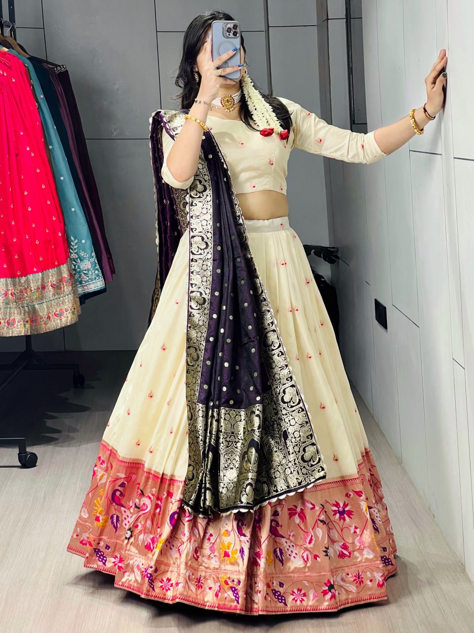 Maharani Paithani Silk zari Weaving Lehenga Choli Set