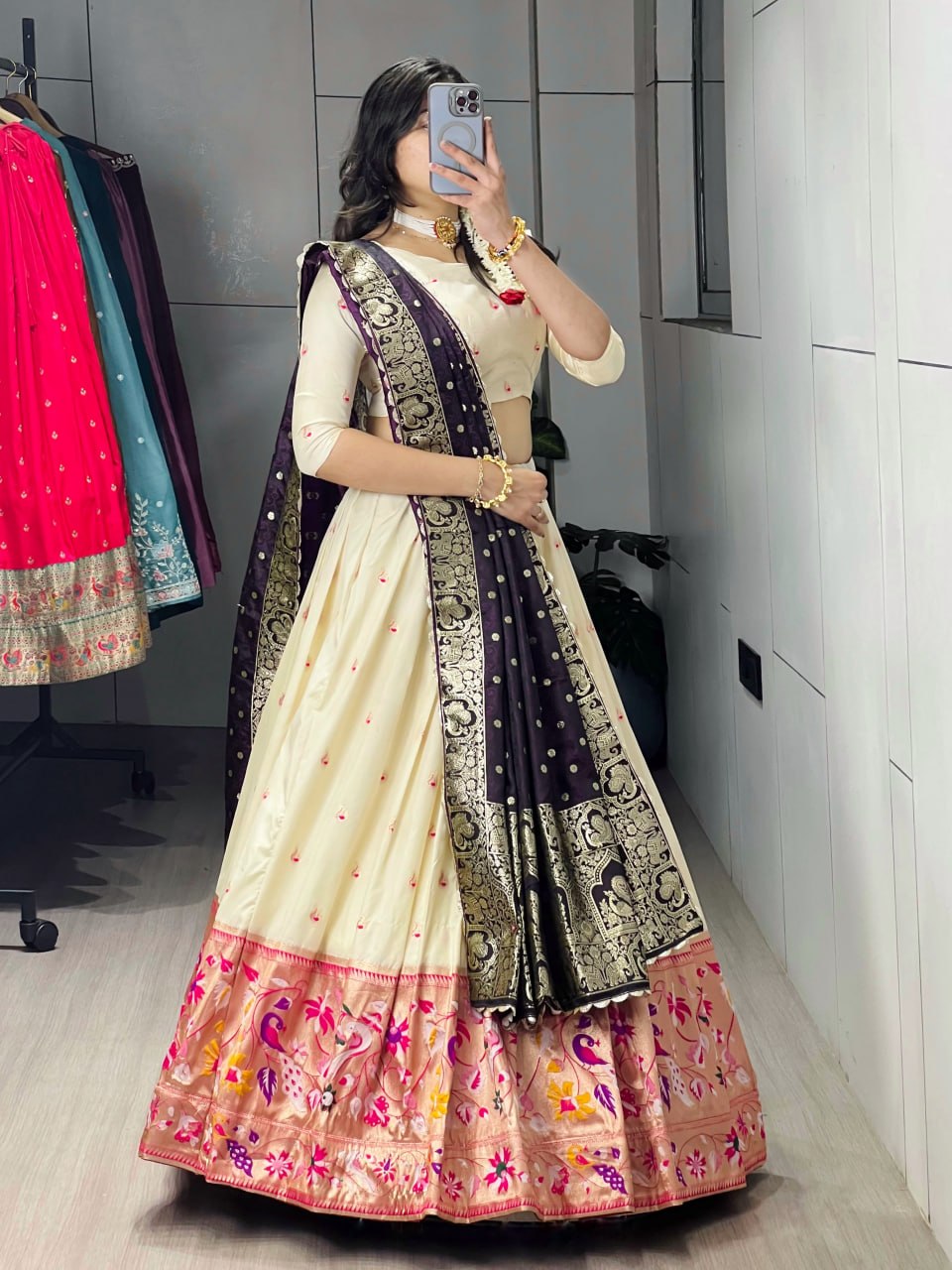 Maharani Paithani Silk zari Weaving Lehenga Choli Set