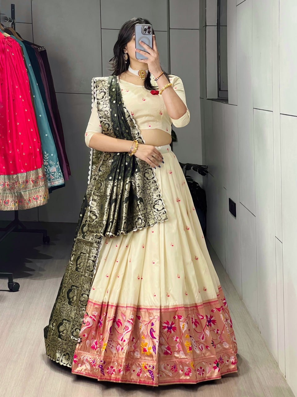 Maharani Paithani Silk zari Weaving Lehenga Choli Set