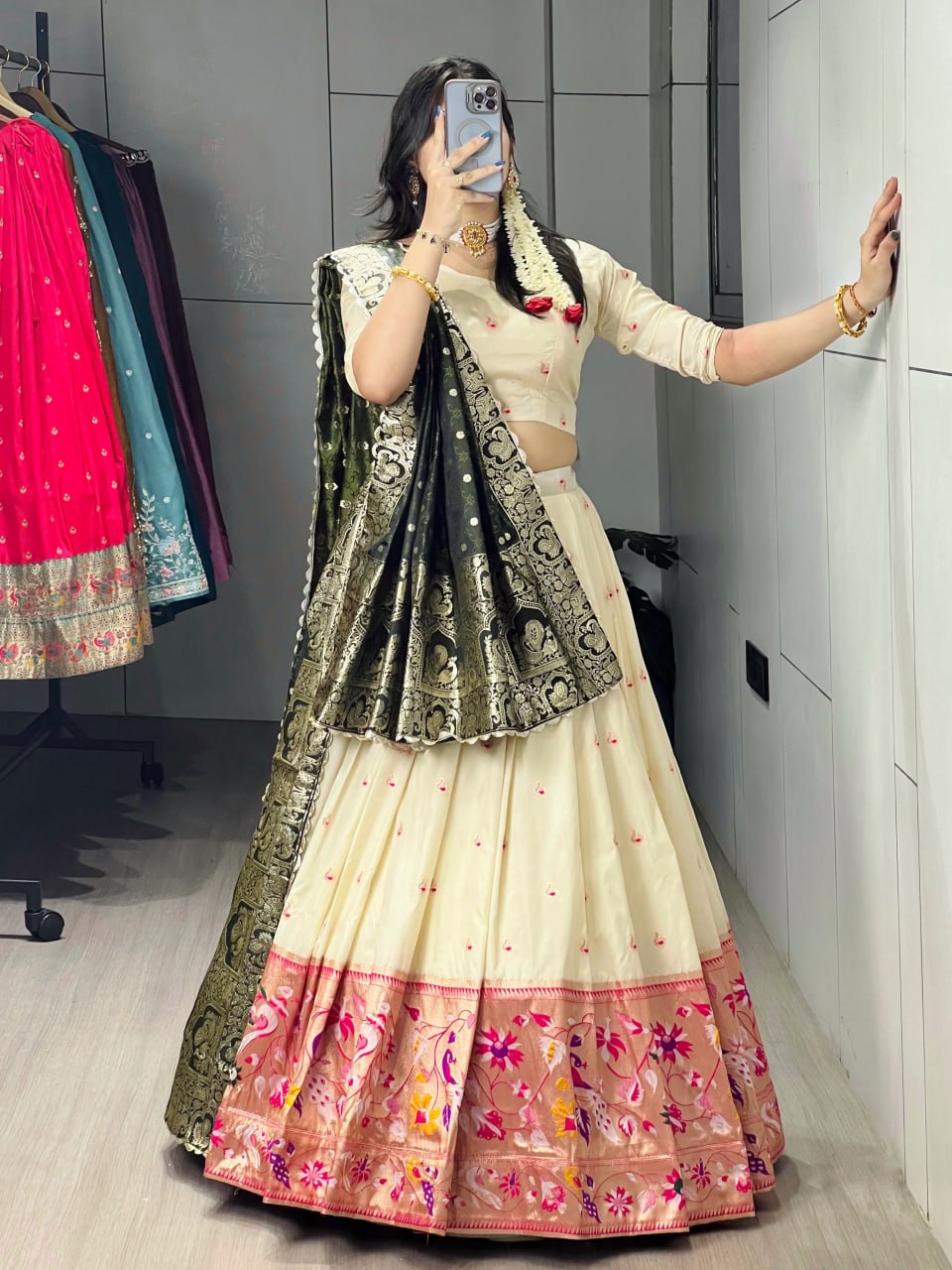 Maharani Paithani Silk zari Weaving Lehenga Choli Set