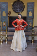 Ananya Cosmos Butti With Orange fanta YSL Silk Sequins Embroidered Co-ord Set Lehenaga Choli