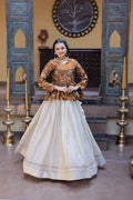 Ananya Cosmos Butti With Mustard Gold YSL Silk Sequins Embroidered Co-ord Set Lehenaga Choli