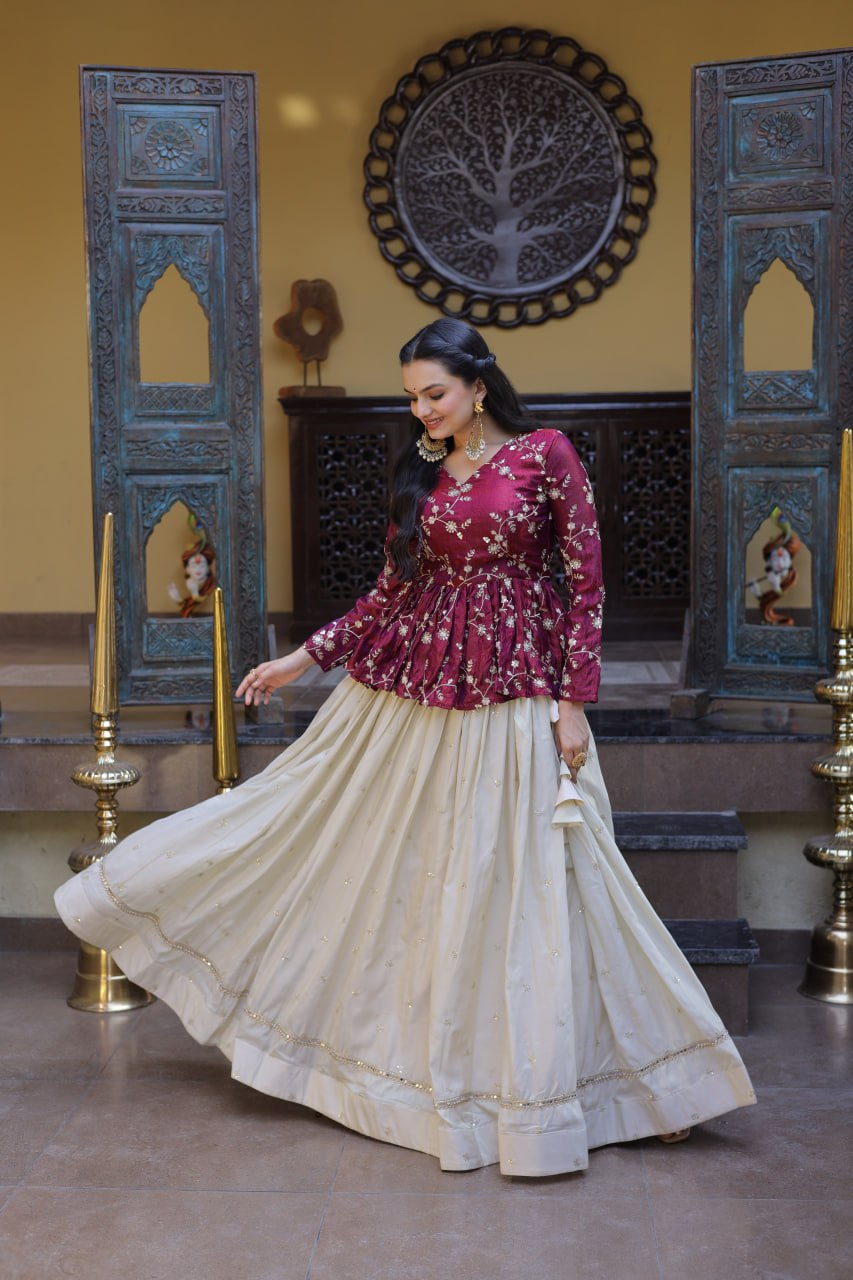 Ananya Cosmos Butti WIth Purple YSL Silk Sequins Embroidered Co-ord Set Lehenaga Choli