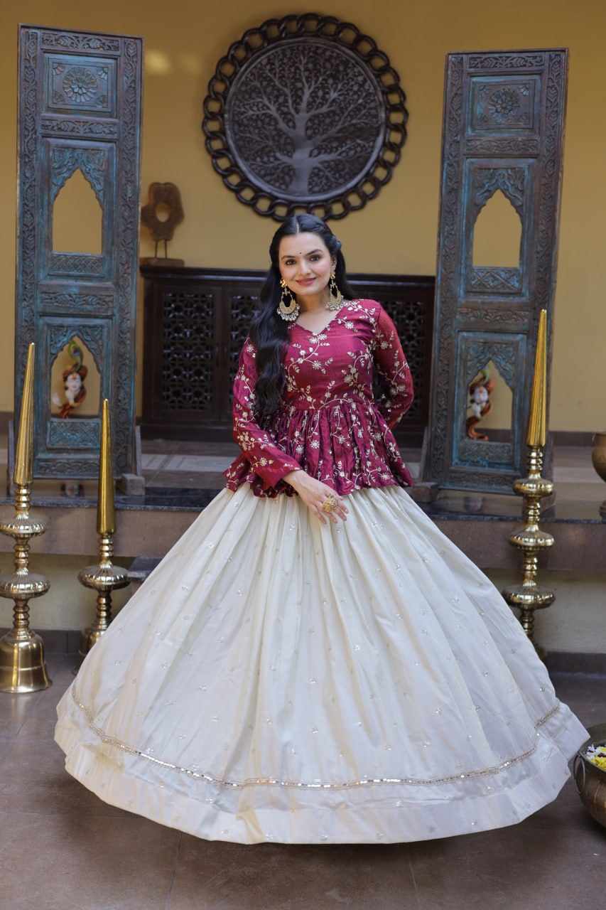 Ananya Cosmos Butti WIth Purple YSL Silk Sequins Embroidered Co-ord Set Lehenaga Choli