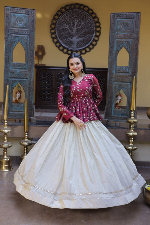 Ananya Cosmos Butti WIth Purple YSL Silk Sequins Embroidered Co-ord Set Lehenaga Choli
