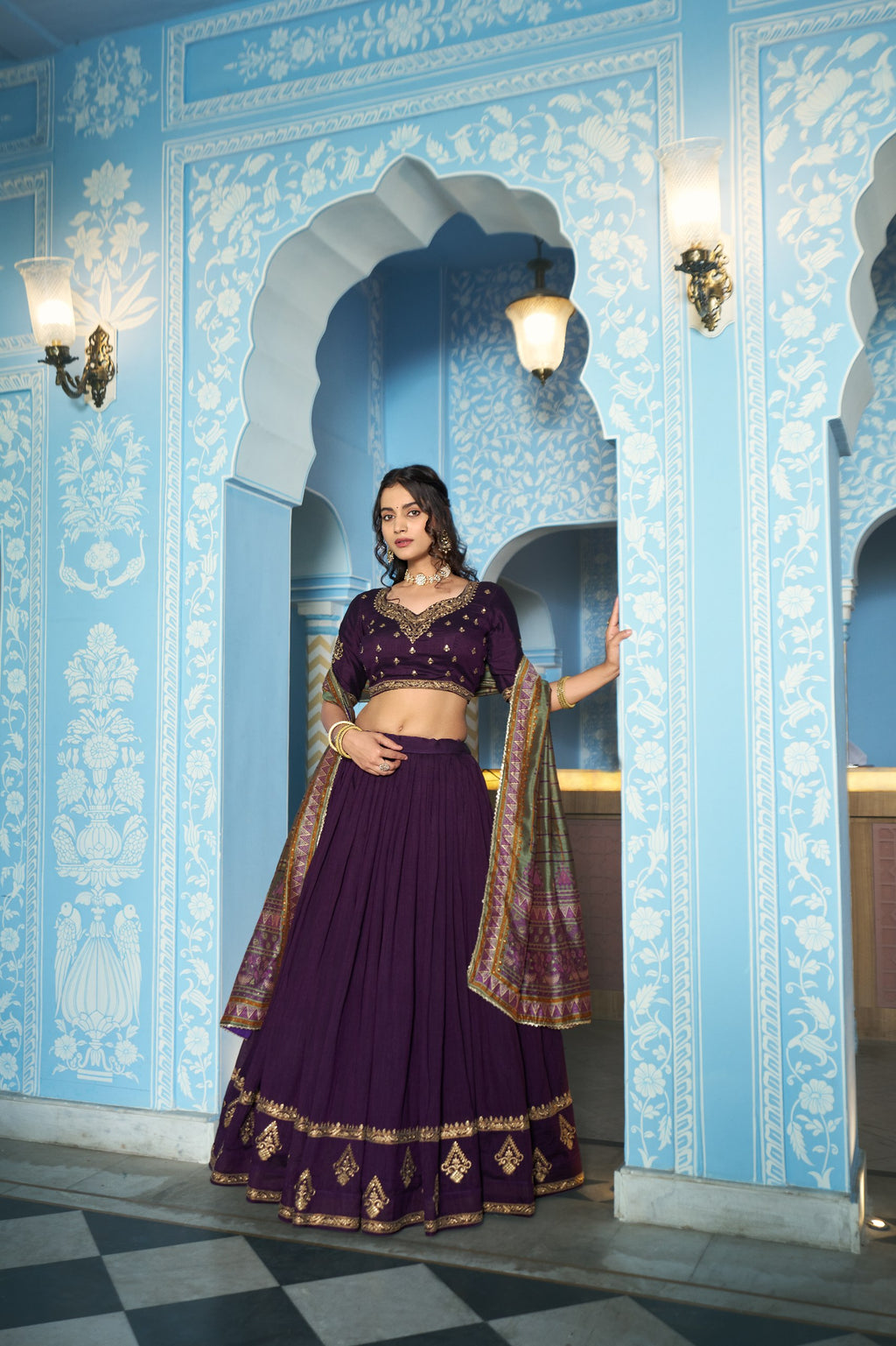 Aarna Vichitra Silk thread Sequins Embroidered Lehenga Choli Set