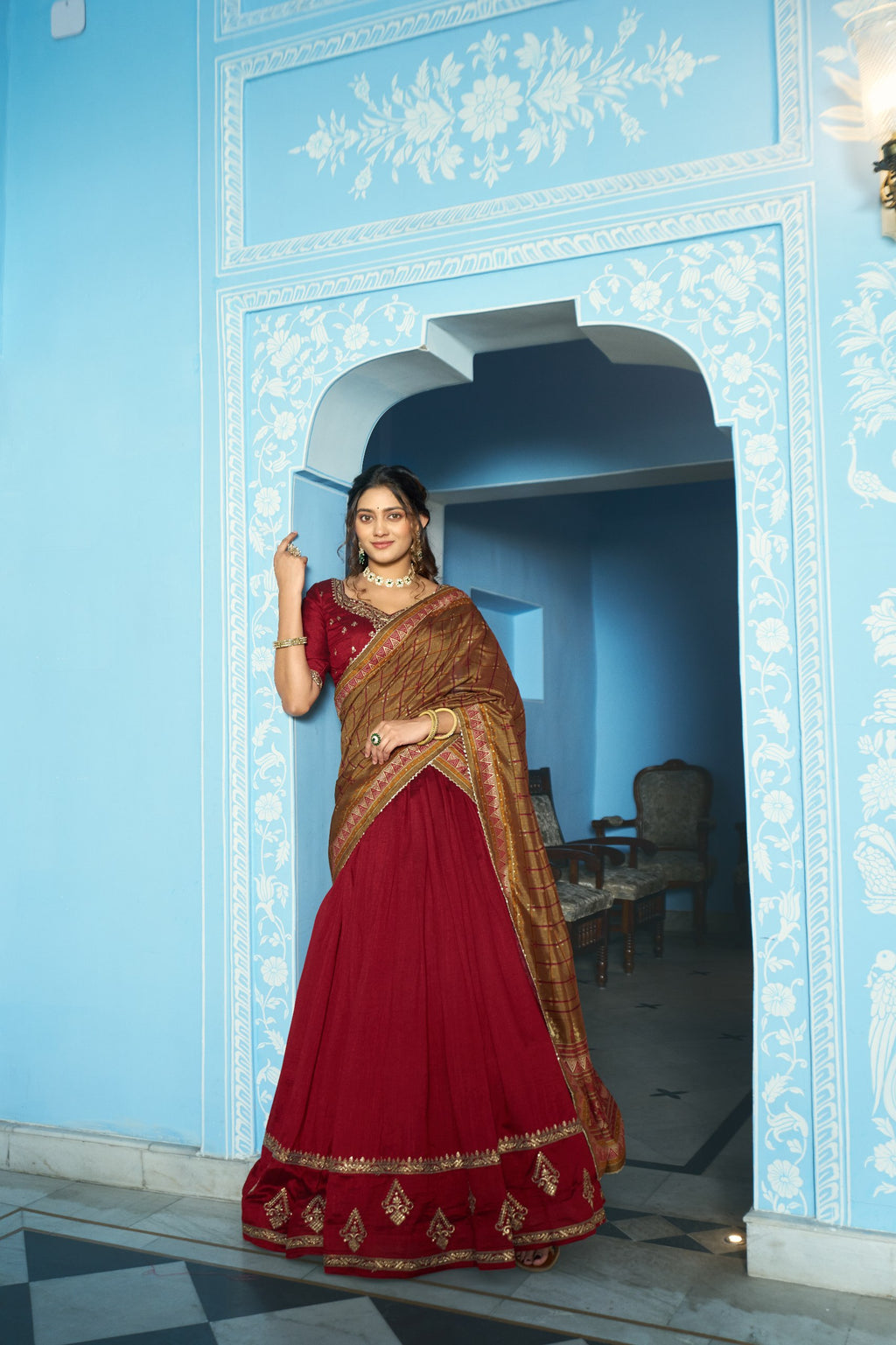 Aarna Vichitra Silk thread Sequins Embroidered Lehenga Choli Set
