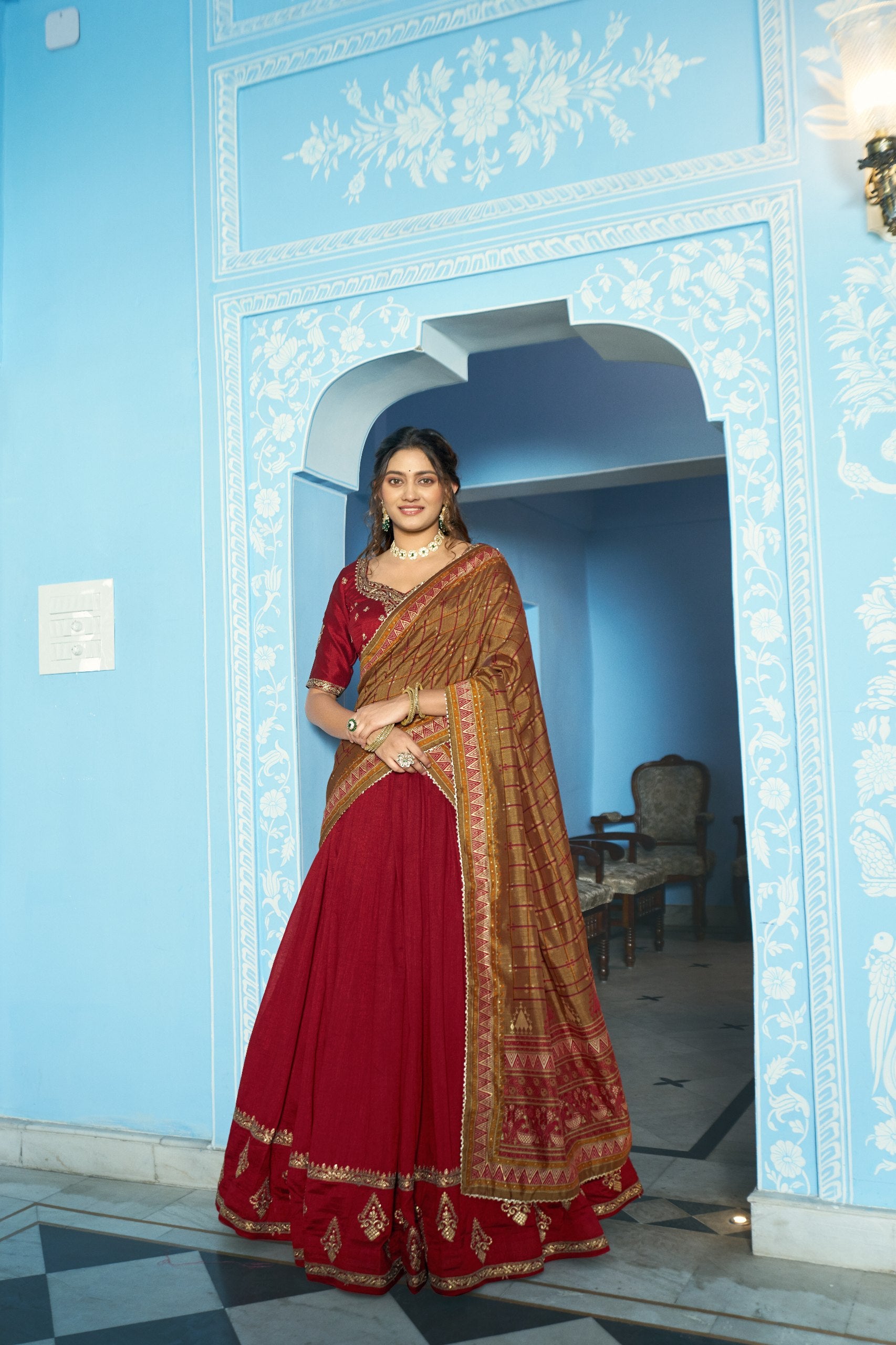 Aarna Vichitra Silk thread Sequins Embroidered Lehenga Choli Set