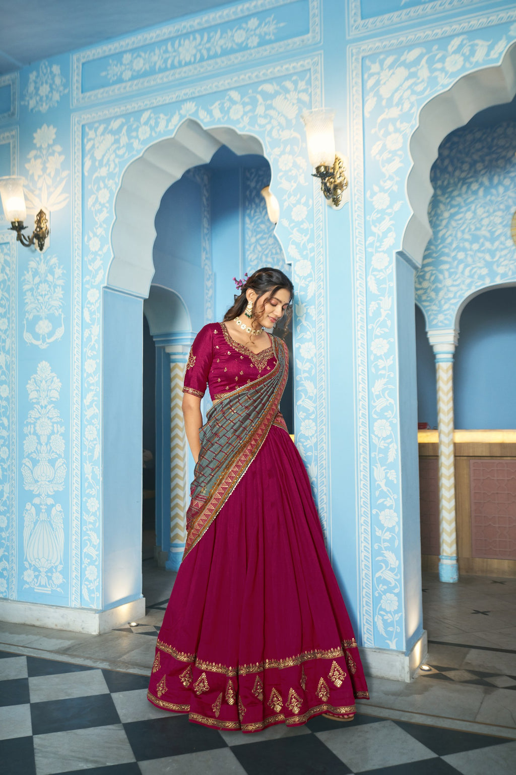 Aarna Vichitra Silk thread Sequins Embroidered Lehenga Choli Set