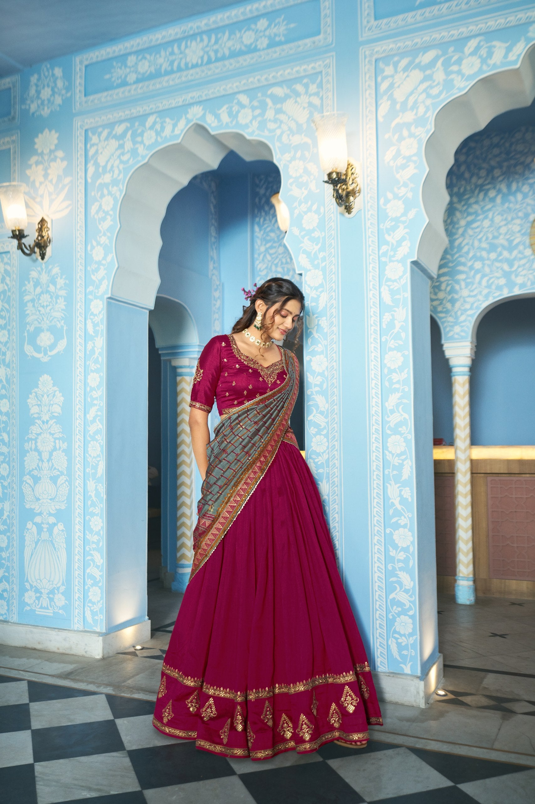 Aarna Vichitra Silk thread Sequins Embroidered Lehenga Choli Set