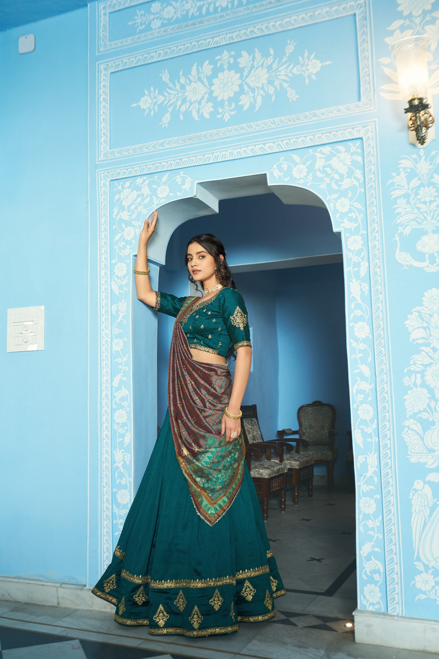 Aarna Vichitra Silk thread Sequins Embroidered Lehenga Choli Set